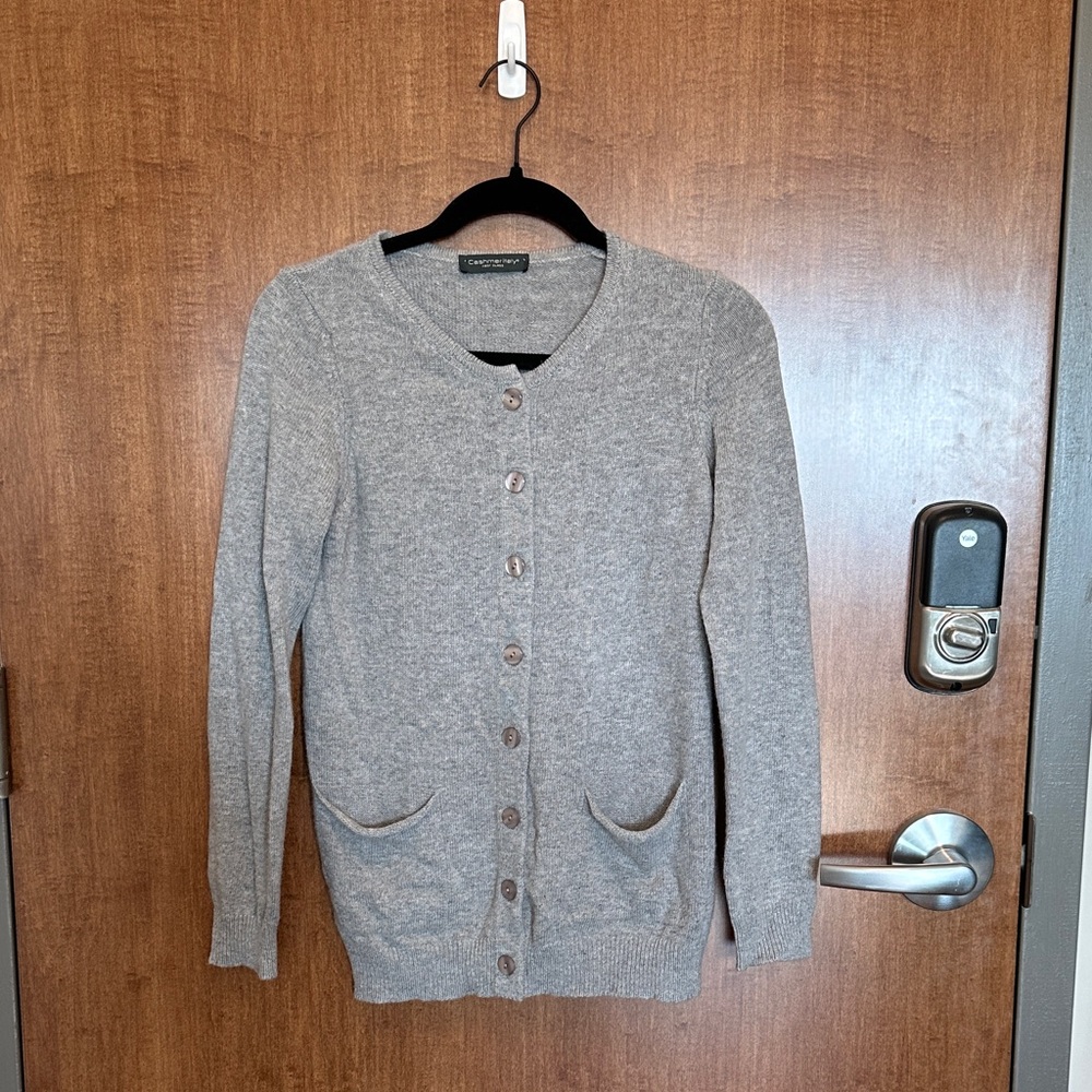 Cashmeritaly Cashmere Blend Gray Button-Up Cardigan